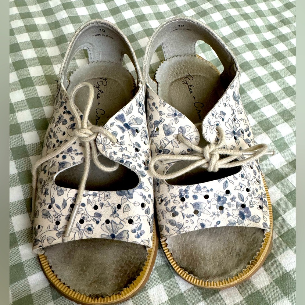 Rylee + Cru Juliet Tie Sandals/ Blue Floral